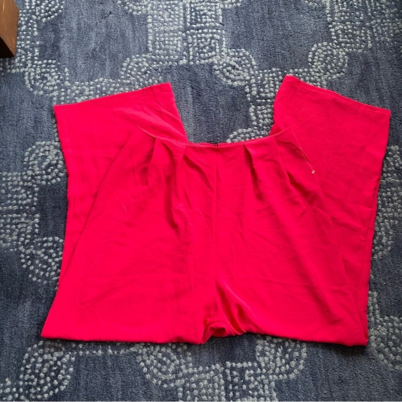 πΊ ZARA BOHO RASPBERRY RED HIGH WAIST WIDE LEG CROPPED PANTS! - Picture 6 of 14